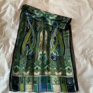 Gorgeous long rectangular silk scarf. No flaws.